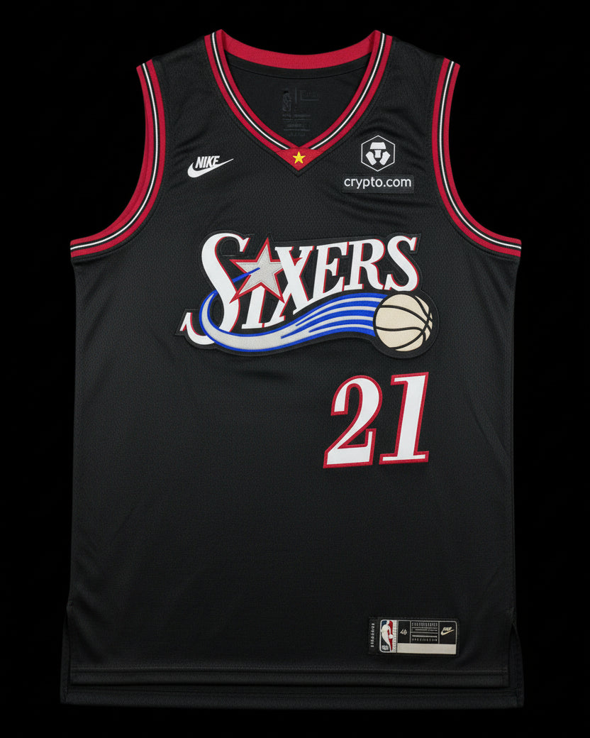 Camiseta Joel Embiid Edición Negra Clásica de los Philadelphia 76ers