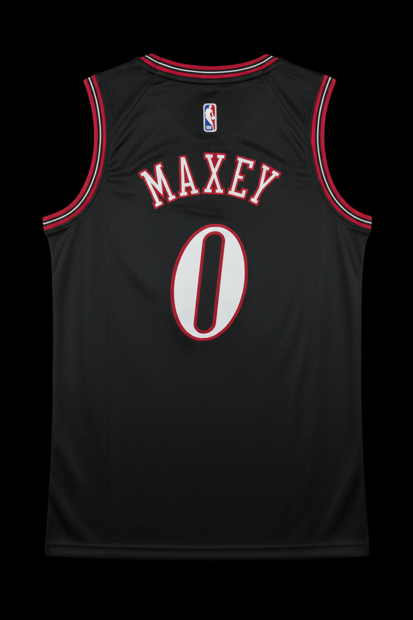 Camiseta Tyrese Maxey Edición Clásica Negra de los Philadelphia 76ers