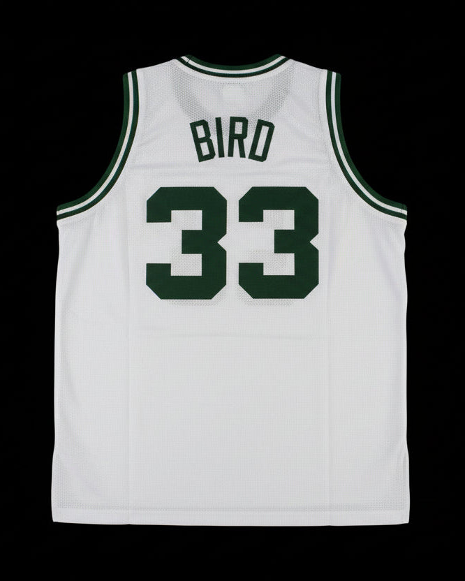 Camiseta blanca de Larry Bird de los Boston Celtics
