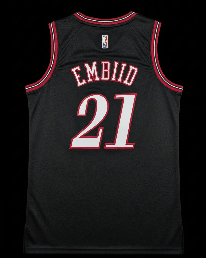 Camiseta Joel Embiid Edición Negra Clásica de los Philadelphia 76ers