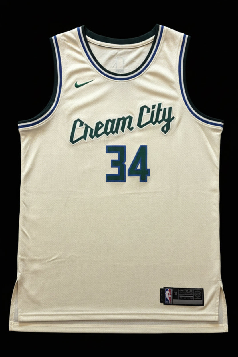 Camiseta Giannis Antetokounmpo "Cream City Edition" de los Milwaukee Bucks
